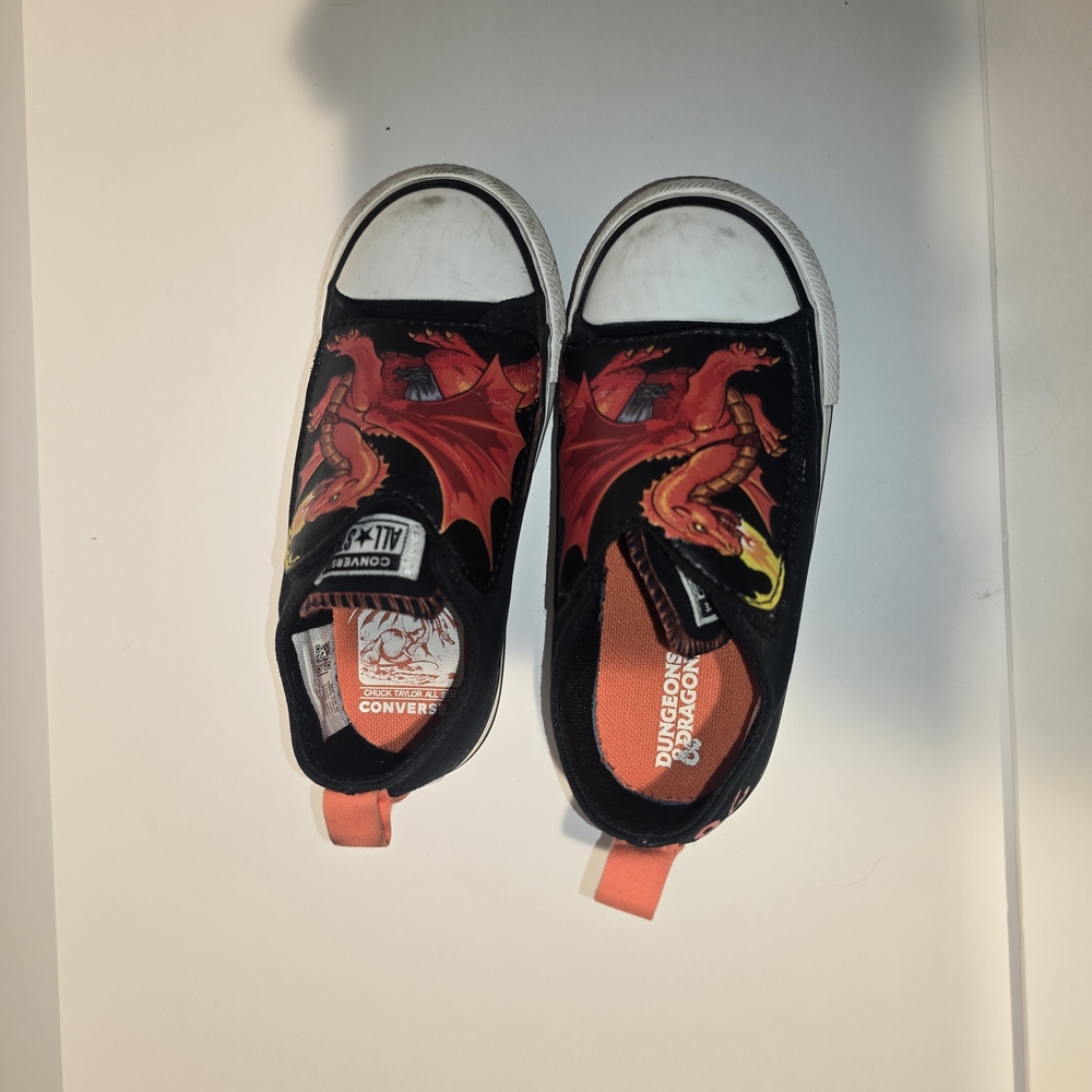 Converse Kids Black and Red Dragon Sneakers